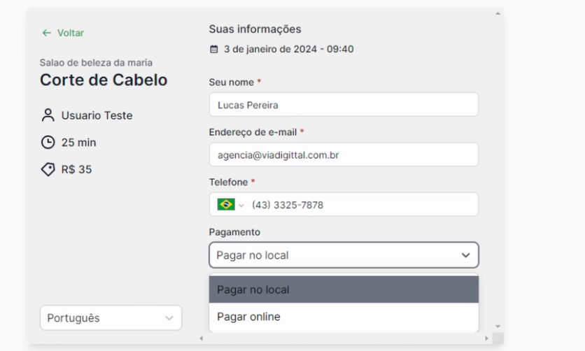 Tela de Pagamentos